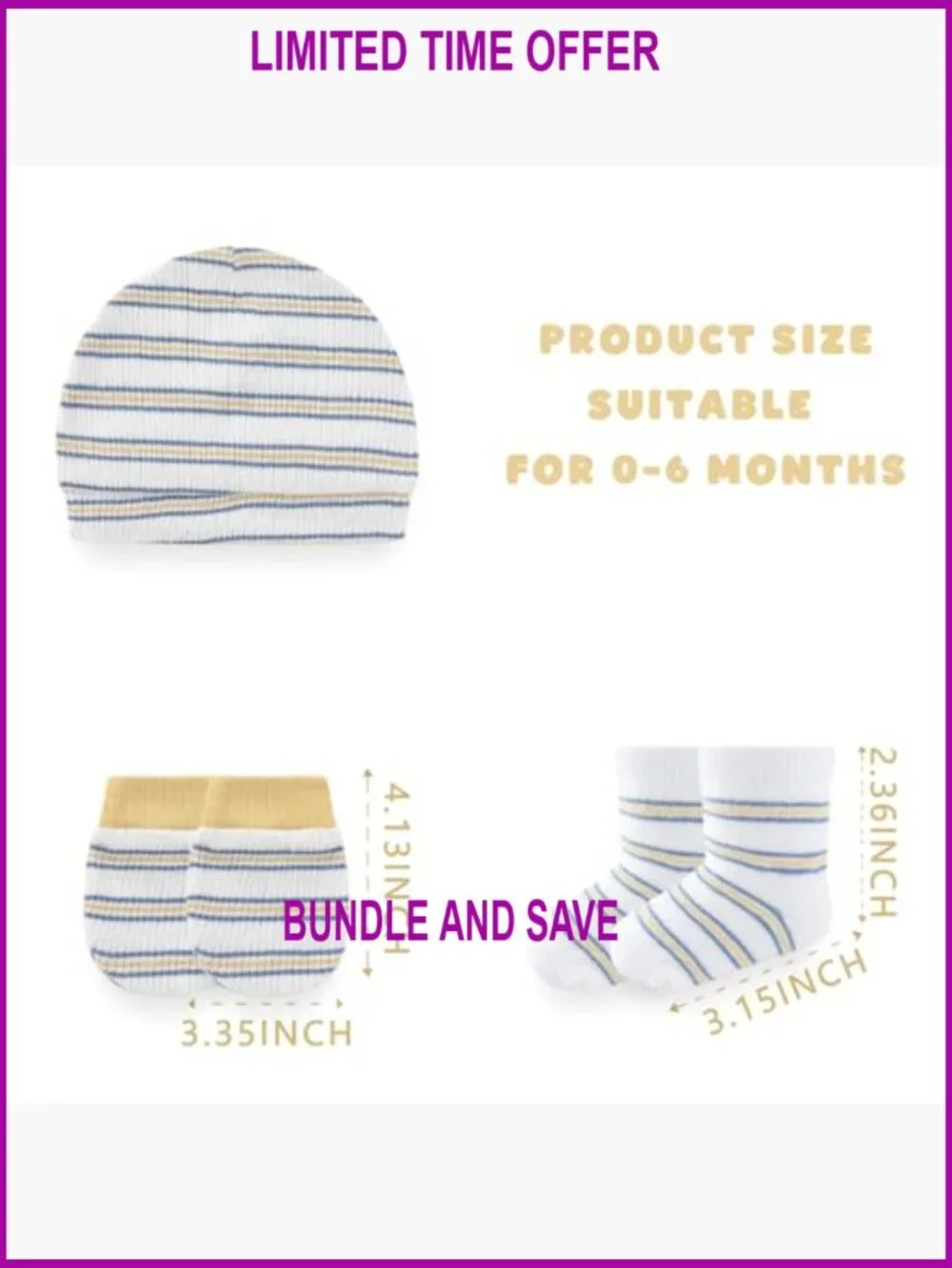 Newborn Cotton Hats Mittens Socks Set 0-6 Months Soft Unisex Essentials